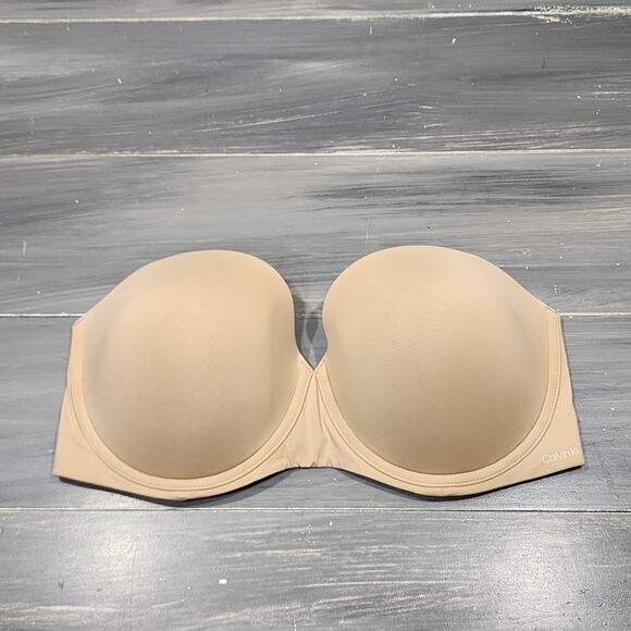 Calvin Klein Naked Glamour Strapless Push-Up Bra 36DD QF5677 Beige - Picture 1 of 12